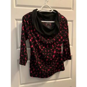 Rafaela black and pink geometric stretch knit top​​​